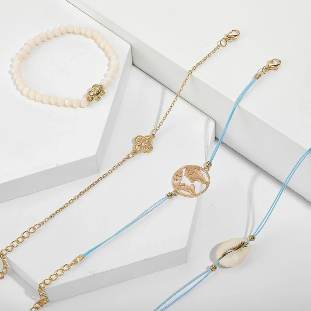 *INDIGO* 4-Pc Blue x Gold Fashion Bracelet Set